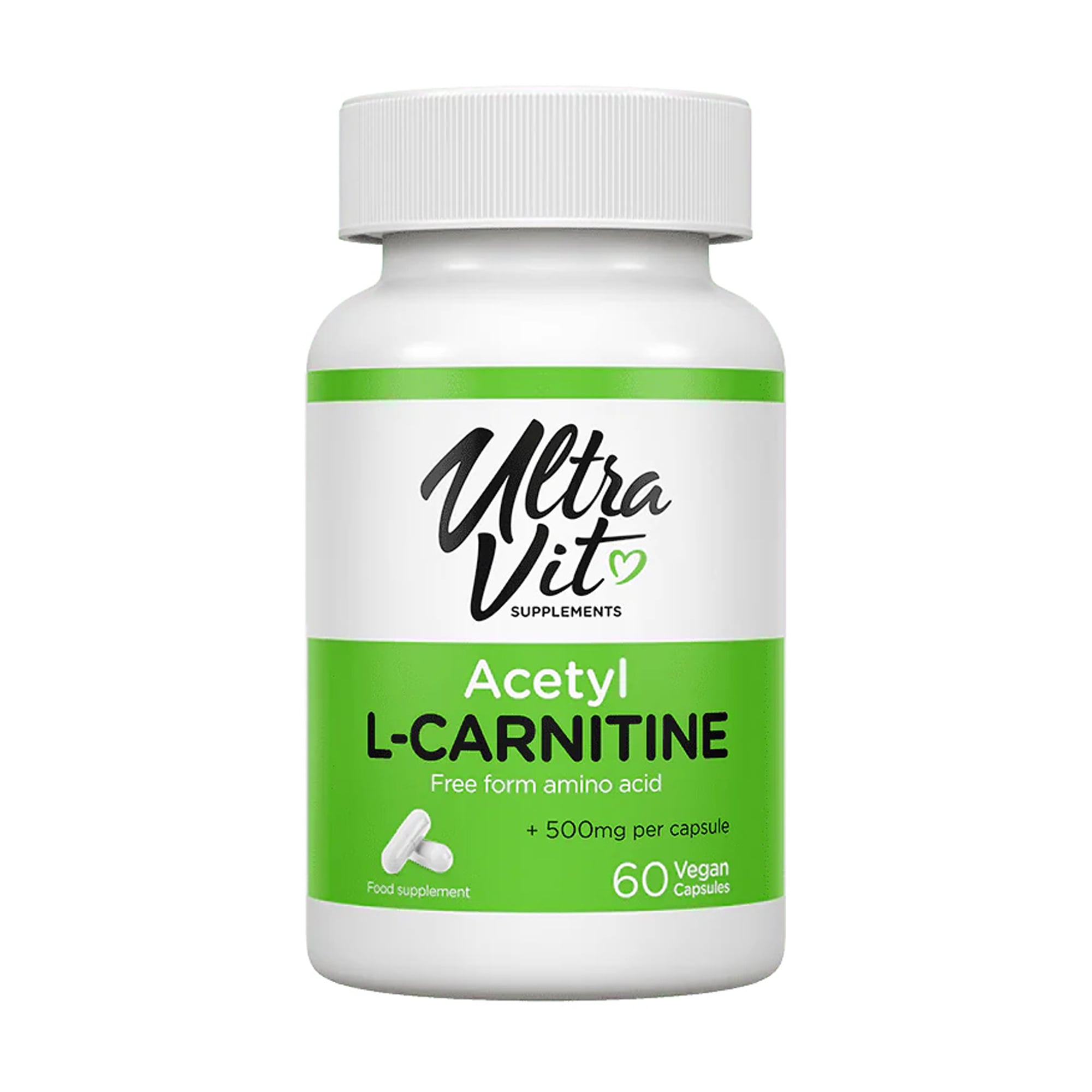 Ацетил L-Карнітин UltraVit Acetyl L-Carnitine 500 мг, 60 веганських капсул